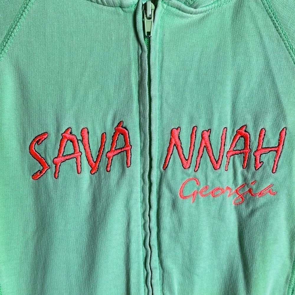 Ragwear Savannah Georgia Sunbleached Green  Orange Zip Up Hoodie Size Small